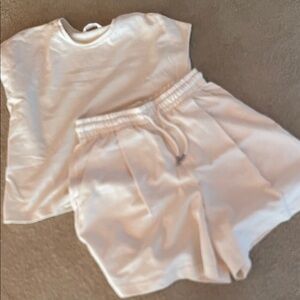 Zara White Tank Top and Shorts Set